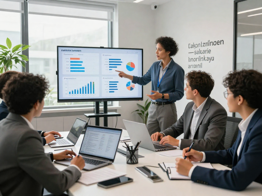 Zakelijke lening bespreking met professionals die lening opties en financiële prestaties analyseren in een moderne kantooromgeving.