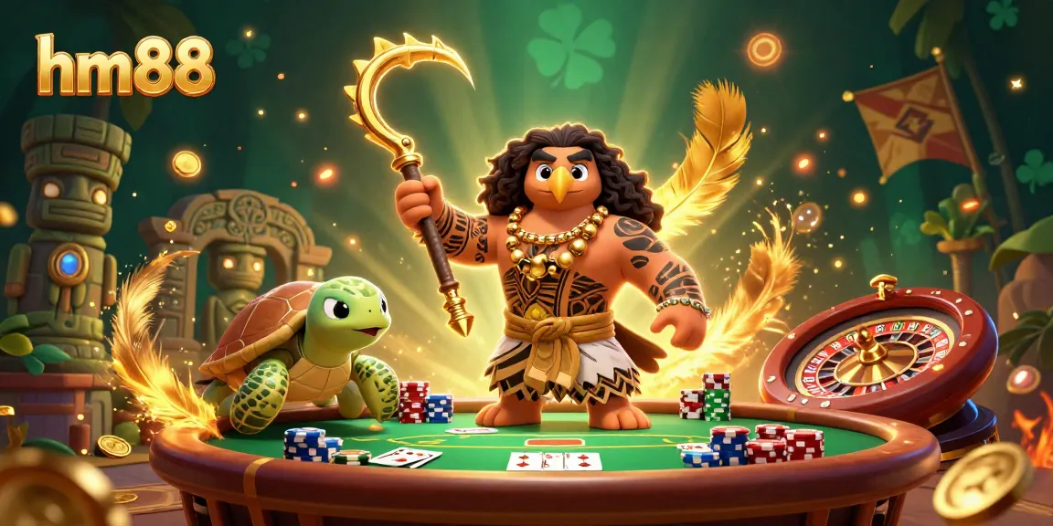 hm88 players engage in thrilling poker at a vibrant casino, showcasing excitement and strategy.