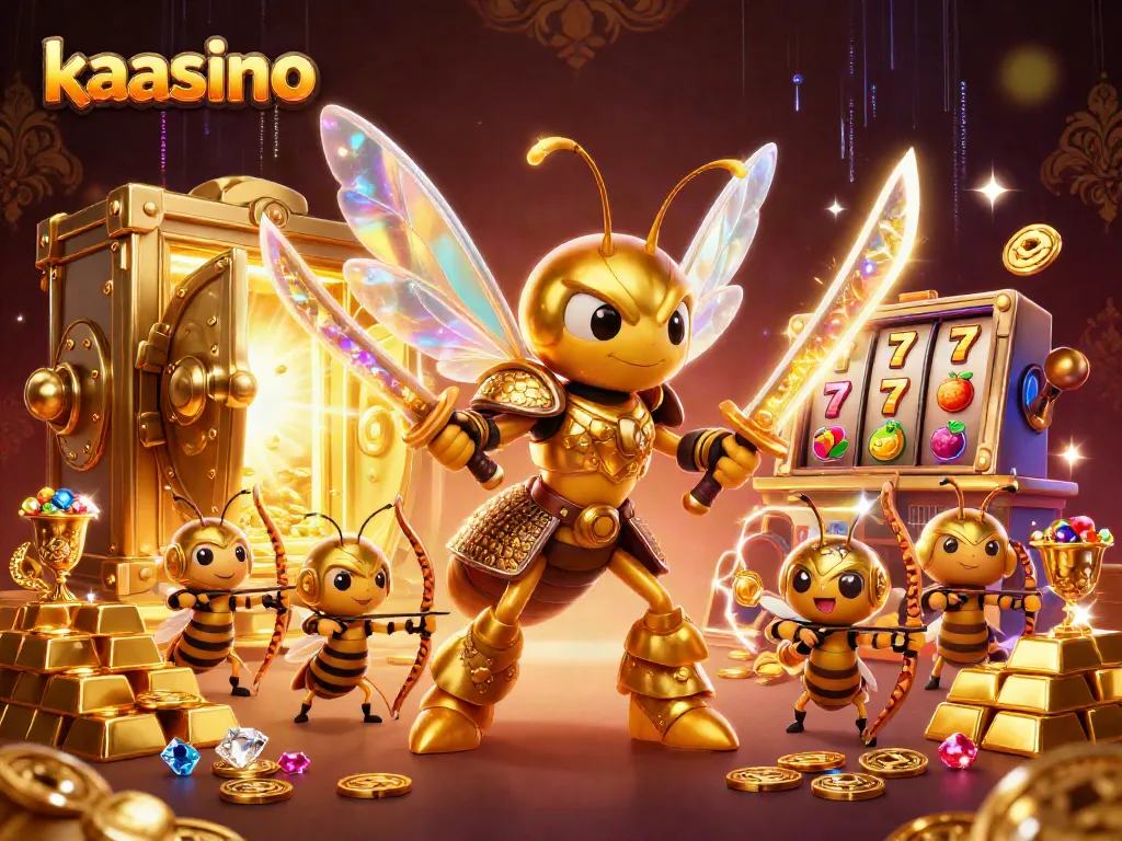 Engage in immersive gameplay at kaasino with vibrant illustrations of casino elements and characters.