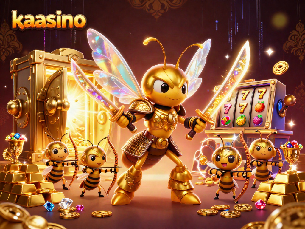 Engage in immersive gameplay at kaasino with vibrant illustrations of casino elements and characters.